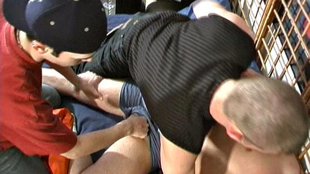 Nathan and Cody attack their buddy Kyle, pulling him into a hot Threesome where everyone gets a taste of the other's big. Some ass rimming gets Kyle ready for a spit roasting, before he's used as a cum rag.