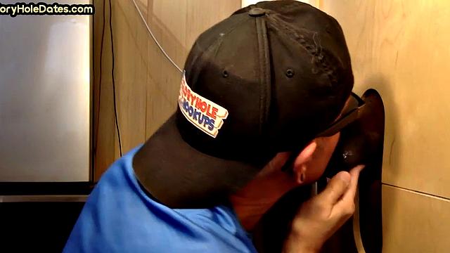 Gloryhole DILF sucks Black meat till jizz in his mouth