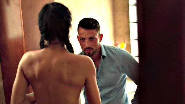 Busty big ass Latin MILF pussyfucked by lover in the bedroom