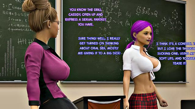 Futa3dX - Busty Classroom Threesome Comic