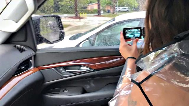 Sexy tattooed chick in public gets her trimmed pussy pounded and face painted with cum