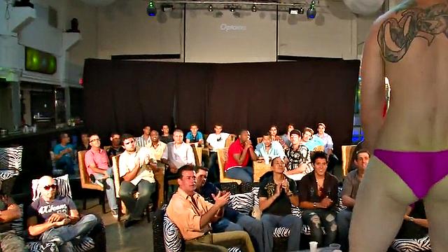 Real gay stripper spoils guests with BJ at wild party