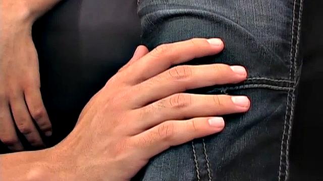 Alex finds his friends doing some car repairs and suggests they take a break. The trio moves indoors, where the horny bottom soon has Oscar and Sergio watching porn.