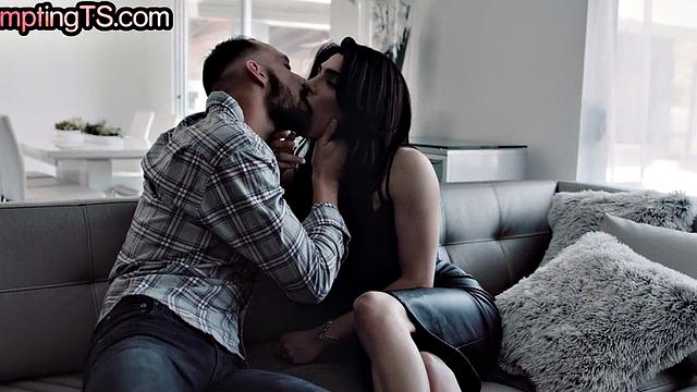 Transsexual beauty fucked by BF in wet anal