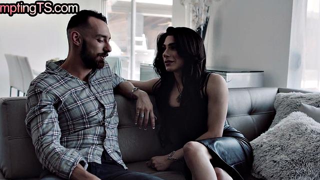 Transsexual beauty fucked by BF in wet anal