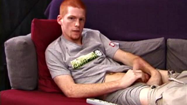 Redheaded Tristian hasn't gotten off in three days, so he is anxious to beat off. Within seconds this cute guy is naked, stroking his dick, and gyrating around on the couch.