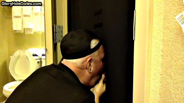 Real mature gloryhole enthusiast sucks cock in homemade blowjob