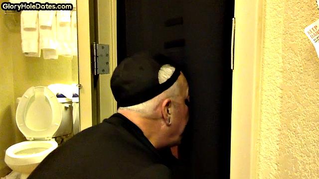 Real mature gloryhole enthusiast sucks cock in homemade blowjob