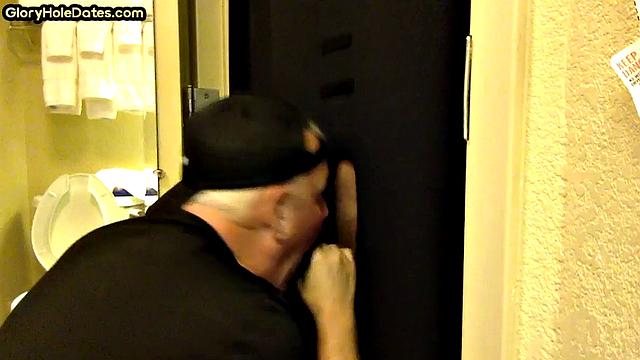 Real mature gloryhole enthusiast sucks cock in homemade blowjob