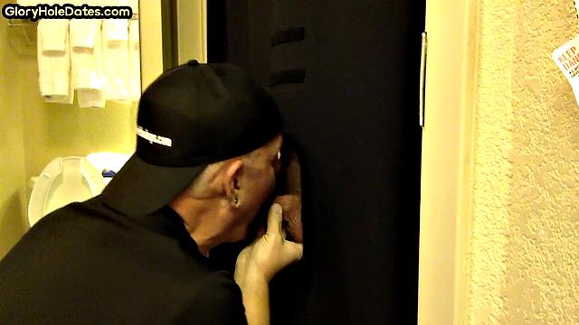 Real mature gloryhole enthusiast sucks cock in homemade blowjob