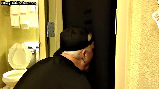 Real mature gloryhole enthusiast sucks cock in homemade blowjob