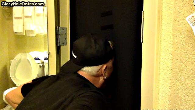 Real mature gloryhole enthusiast sucks cock in homemade blowjob