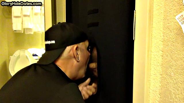 Real mature gloryhole enthusiast sucks cock in homemade blowjob