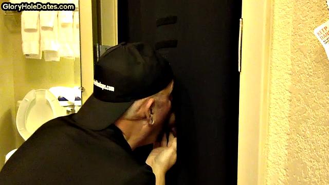Real mature gloryhole enthusiast sucks cock in homemade blowjob
