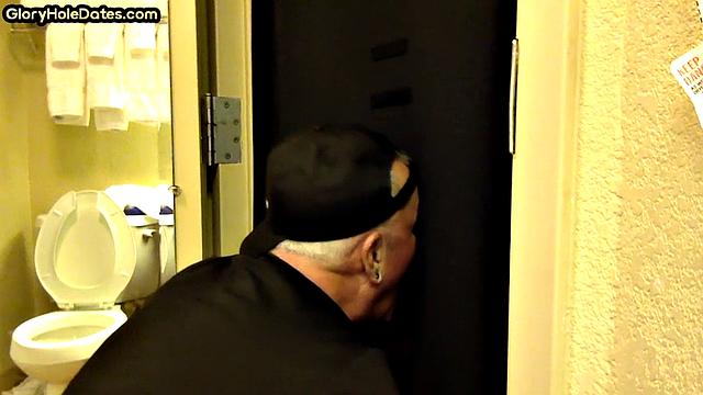 Real mature gloryhole enthusiast sucks cock in homemade blowjob