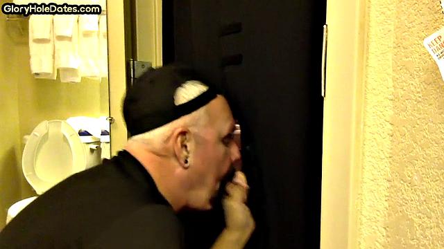 Real mature gloryhole enthusiast sucks cock in homemade blowjob