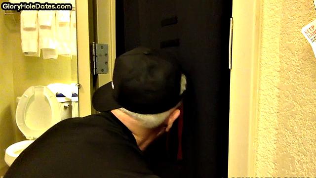 Real mature gloryhole enthusiast sucks cock in homemade blowjob