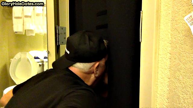 Real mature gloryhole enthusiast sucks cock in homemade blowjob