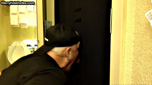 Real mature gloryhole enthusiast sucks cock in homemade blowjob