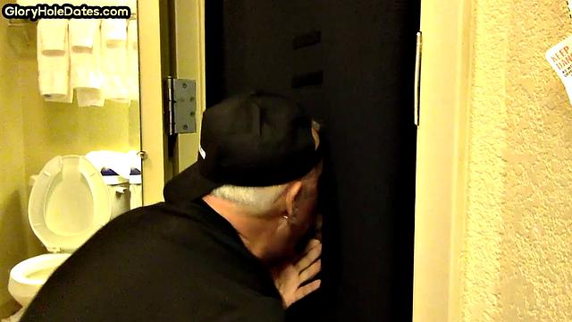 Real mature gloryhole enthusiast sucks cock in homemade blowjob