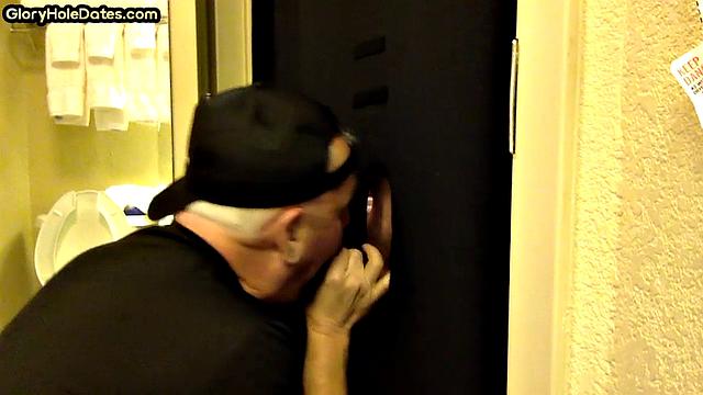 Real mature gloryhole enthusiast sucks cock in homemade blowjob