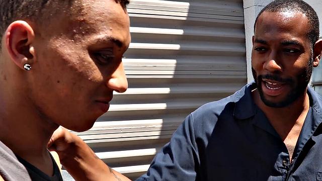 FamilyCreep - Hot Jock Stepson Fucks Ebony Stepdad For Car Repair