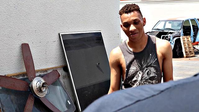 FamilyCreep - Hot Jock Stepson Fucks Ebony Stepdad For Car Repair