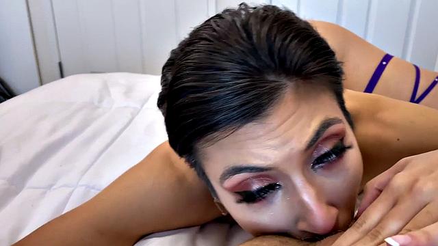 Slutty teen sucking and fucking while wife films