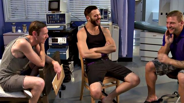 Hairy tattooed hunk gets fucked by jock after sucking