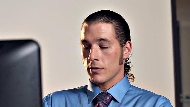 Stunning secretary in stockings fucked at office