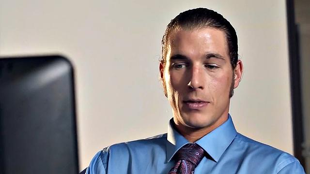 Stunning secretary in stockings fucked at office