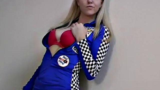 Christine blonde teen teases the camera