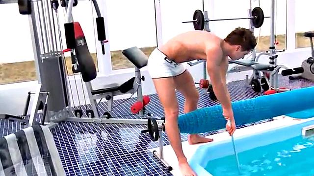CFNM mistresses pegging poolboy in trio