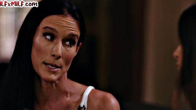 Lesbian bigtitted MILF scissors her GF before asslicking