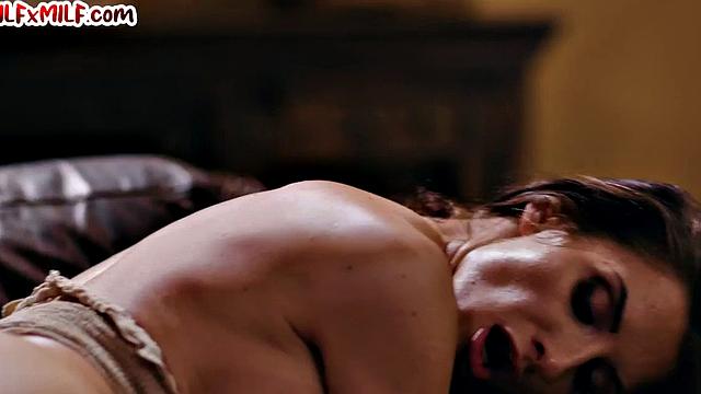 Lesbian bigtitted MILF scissors her GF before asslicking