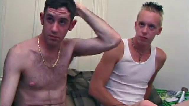 Roar and Tag watch a little porn while rubbing around on their jeans. Then pants drop and so does Roar. He wastes no time getting his lips around Tag's long cock. Roar strokes his dick, while sucking Tag.