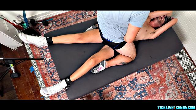 Dimitri Blindfolded, Ticked, & Stroked - Dimitri & Matt