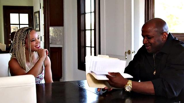 Ebony nanny blowing her boss after doggystyle fucking