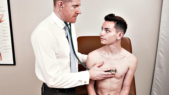 Cute and petite twink fucked by doctor after medical check