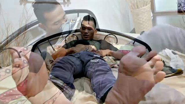 This smooth slim Asian twink loves the smell of his socks and shoes after a long day at work. He's horny for the sweet aroma of his sweaty feet, so he starts his foot fetish solo action.