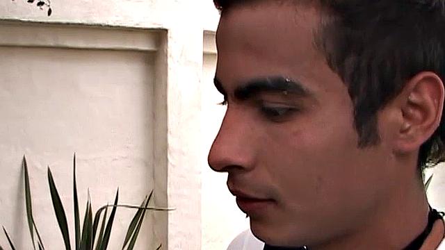 A spilled drink is a convenient way to get into another boy's pants and that's exactly what the waiter uses to get his lips around a big uncut Latin cock.