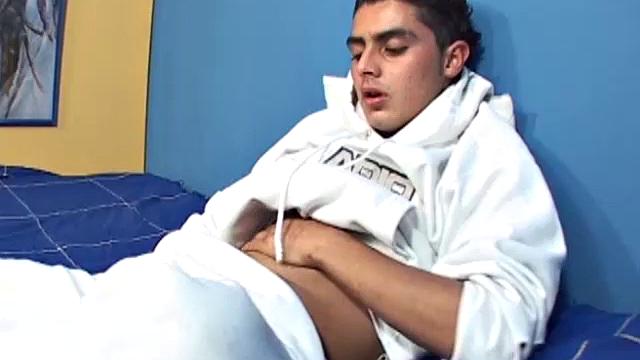 Marcos is a 20 year old on holiday and staying with relatives. After a day out looking at the sights he returns to his room for some self-pleasuring. Clothes off and boner up.