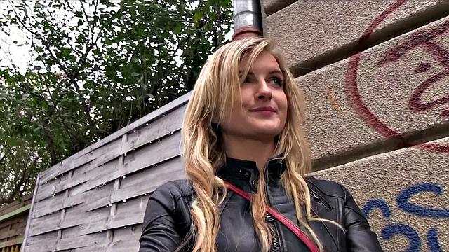 Big Tits Teacher with tattoos fucks for cash & takes a leather thong in her mouth