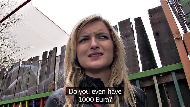 Big Tits Teacher with tattoos fucks for cash & takes a leather thong in her mouth