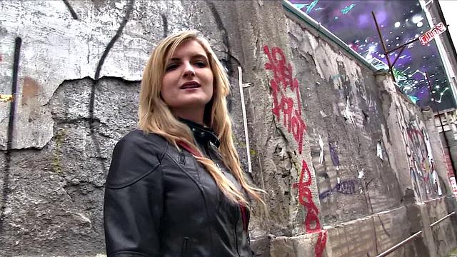 Big Tits Teacher with tattoos fucks for cash & takes a leather thong in her mouth