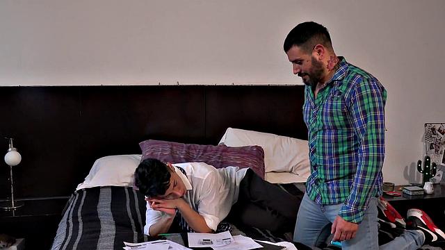 Barebacked stud fucked in ass by male in doggystyle