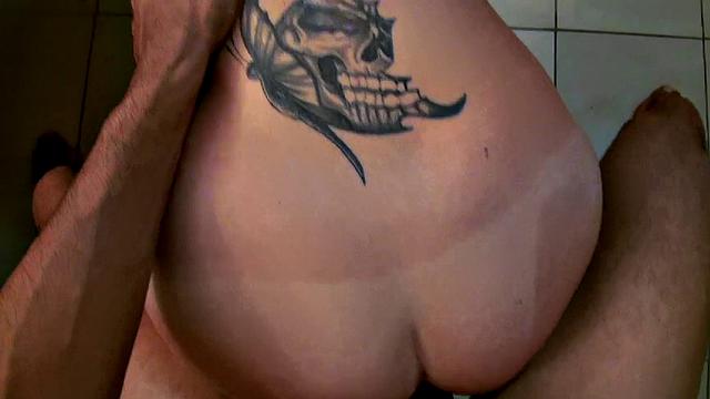 Anderson's tattooed pussy gets a deep pussy pounding in the bathroom