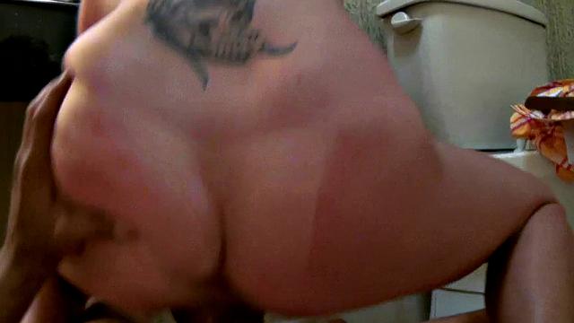 Anderson's tattooed pussy gets a deep pussy pounding in the bathroom