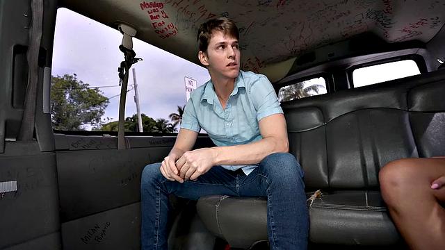 Well paid stud fucks facial gay in public outdoor van