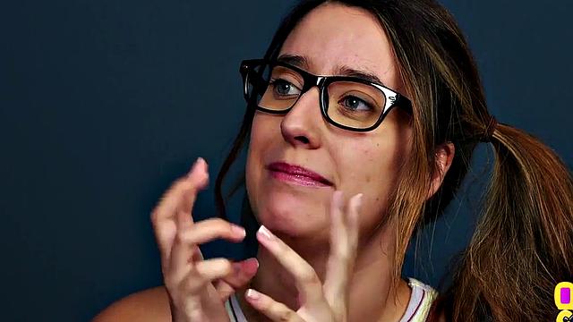 CFNM amateur with glasses sucks cock till cumshot